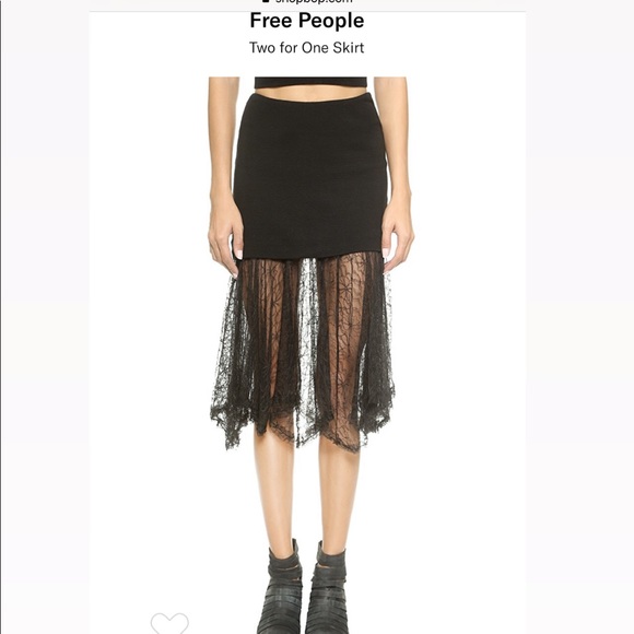 Free People Two for One Black Lace Skirt - Picture 2 of 7